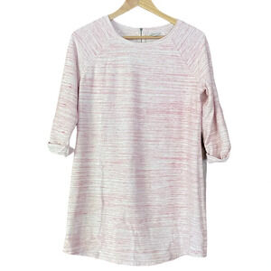 L.L. Bean Tunic Sweater Pink White Marled Cotton Size Small